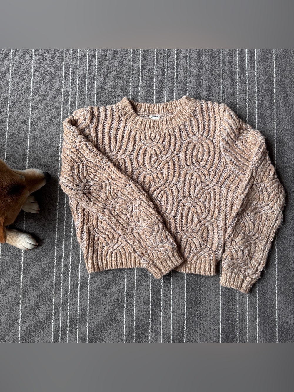 Garage Marled Cable Knit Sweater in Beige